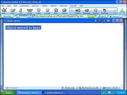 AOL Object moved to here error